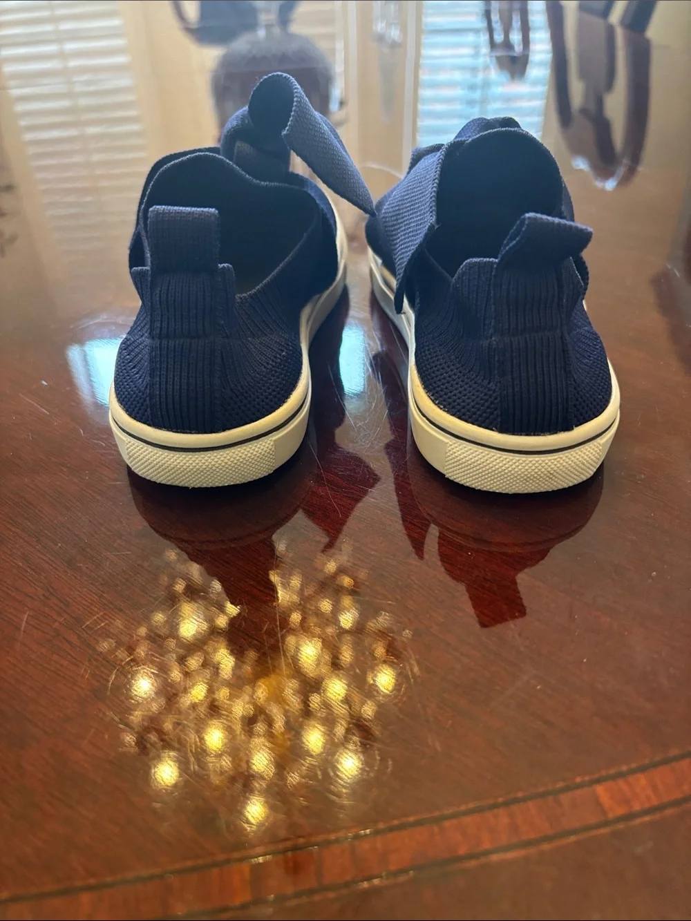 bernie mev. Girls Navy Knit Bow Slip-On Sneakers
